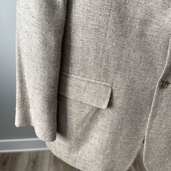 Mens Blazer 40R Tan Silk Tweed Towncraft Sport Coat Jacket Business Casual Light - Picture 5 of 13